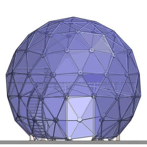 CNC Dome machined aluminum hub stainless tube geodesic enclosure