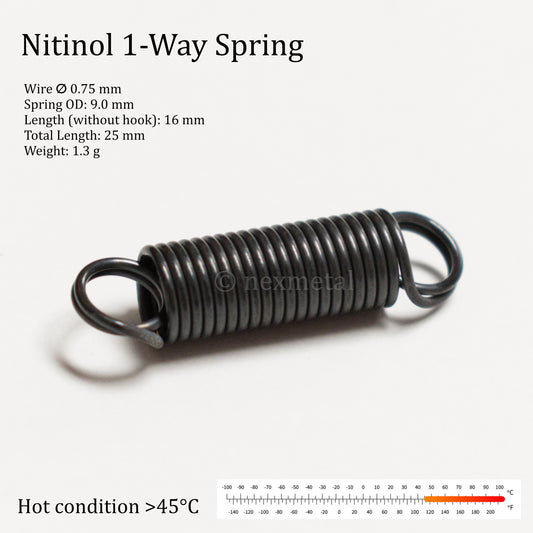 Nitinol SMA Shape Memory Spring 45-60C (113-140F) Activation Temperature