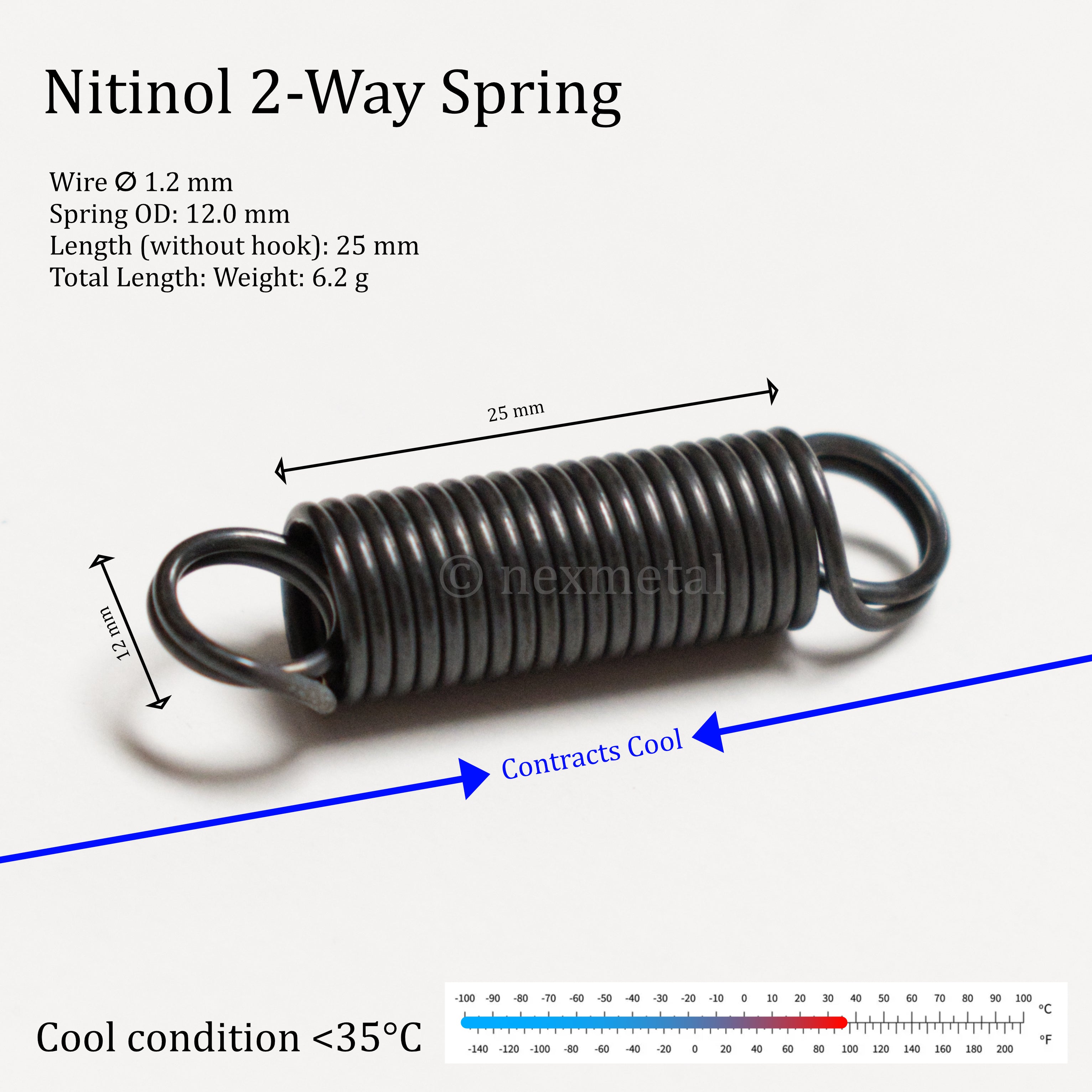 Nitinol SMA Shape Memory Spring 45-60C (113-140F) Activation Temperatu ...