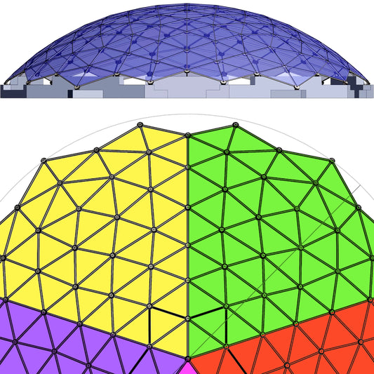 CNC Spaceship - 99 Ft / 30 meter diameter stainless geodesic roof cover