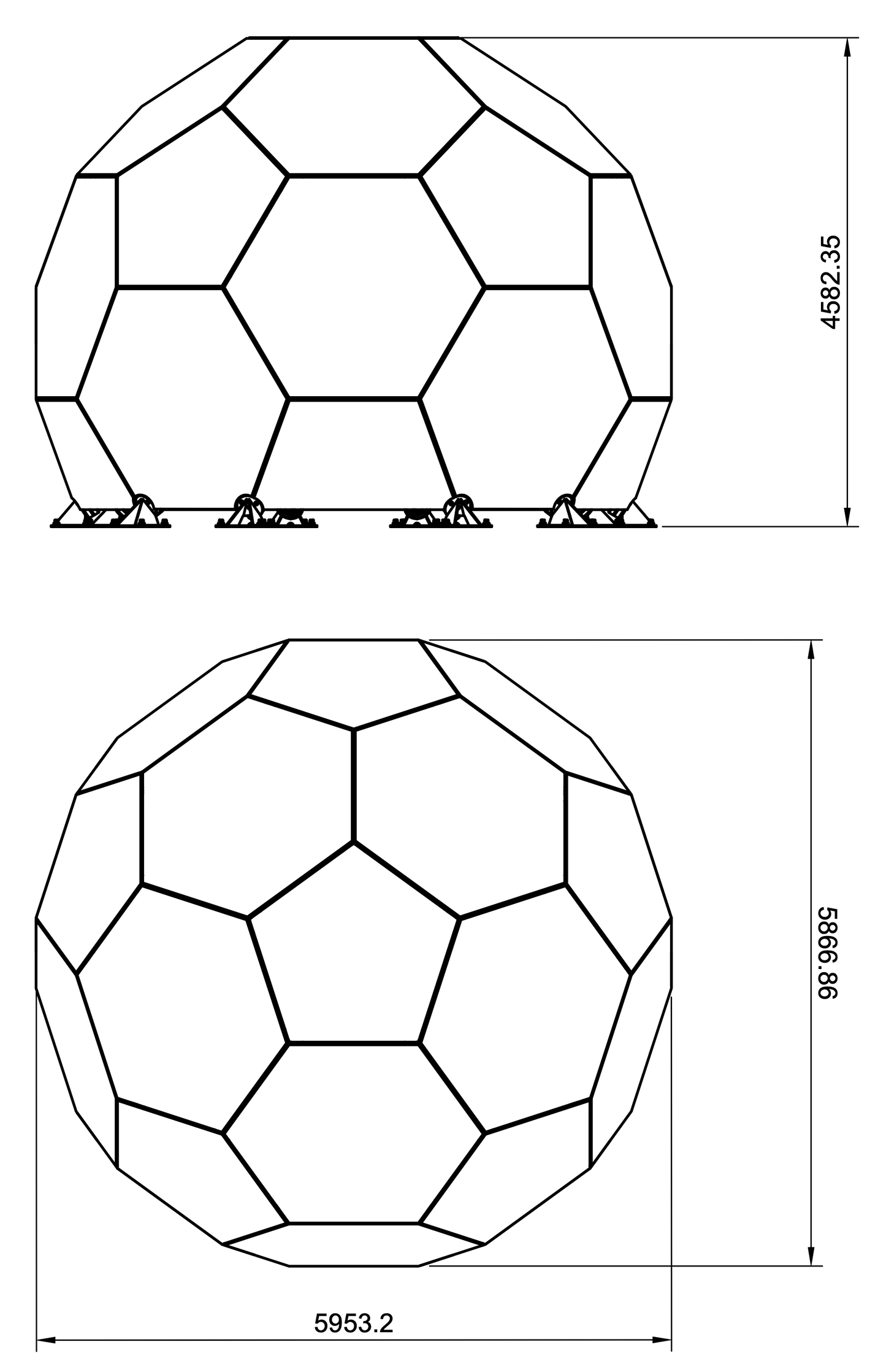 CNC Dome - 16 Ft Tall Stainless Steel 19 Foot Fullerene Enclosure