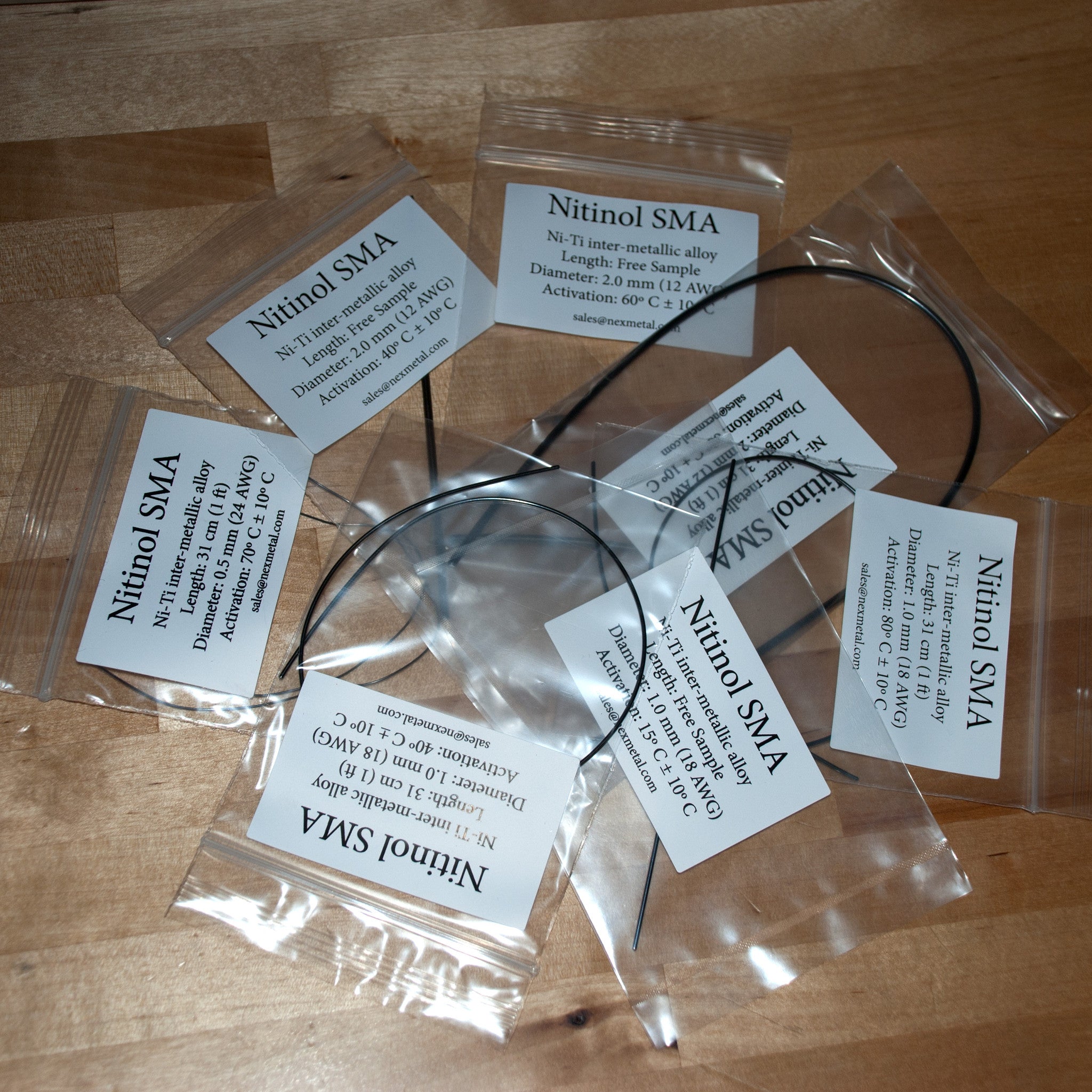 NiTi • Nitinol Shape Memory Wire Sample Pack – Nexmetal Corporation